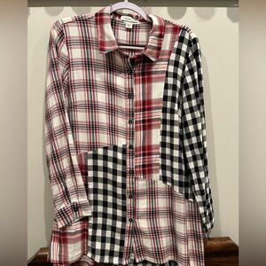 Coldwater Creek Patchwork Flannel tunic blouse Medium